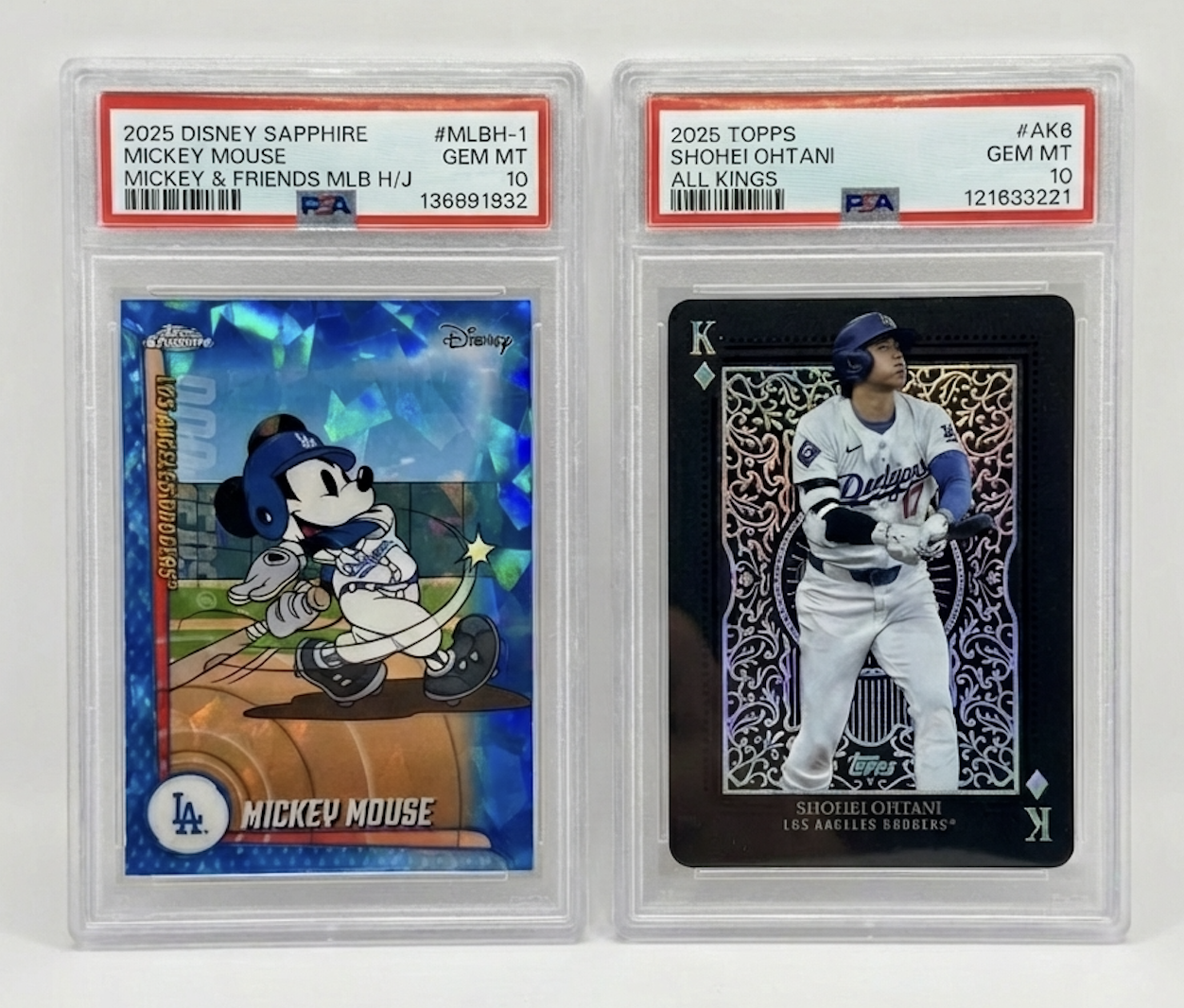 Professional graded sports cards - Mickey Mouse baseball and Shohei Ohtani